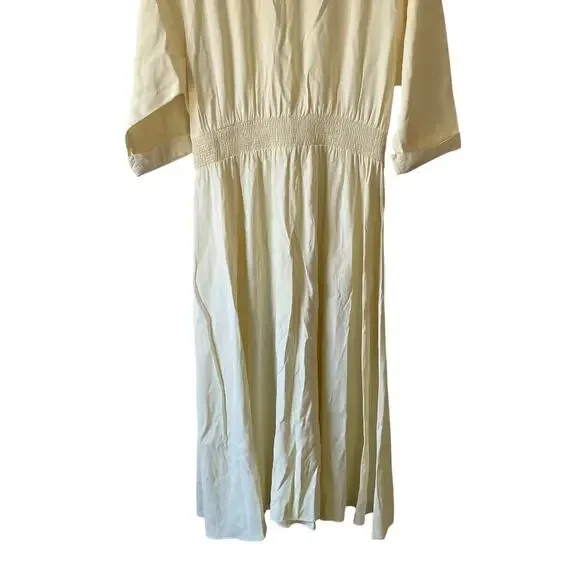 Vintage cream white prairie midi dress with pleating size medium - Picture 5 of 8